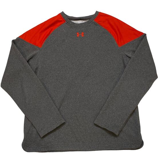 Under Armour Training Shirt Mens Large Gray Loose Coldgear Pullover Baseball - Picture 1 of 9